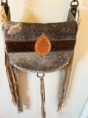 Myra Ethereal tones shoulder bag leather hair on hide